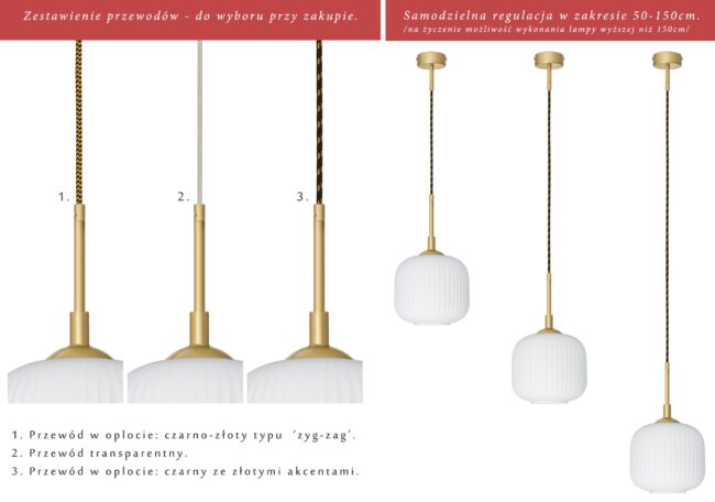 Złota lampa wisząca z ciekawym szklanym kloszem ER-S1G-19