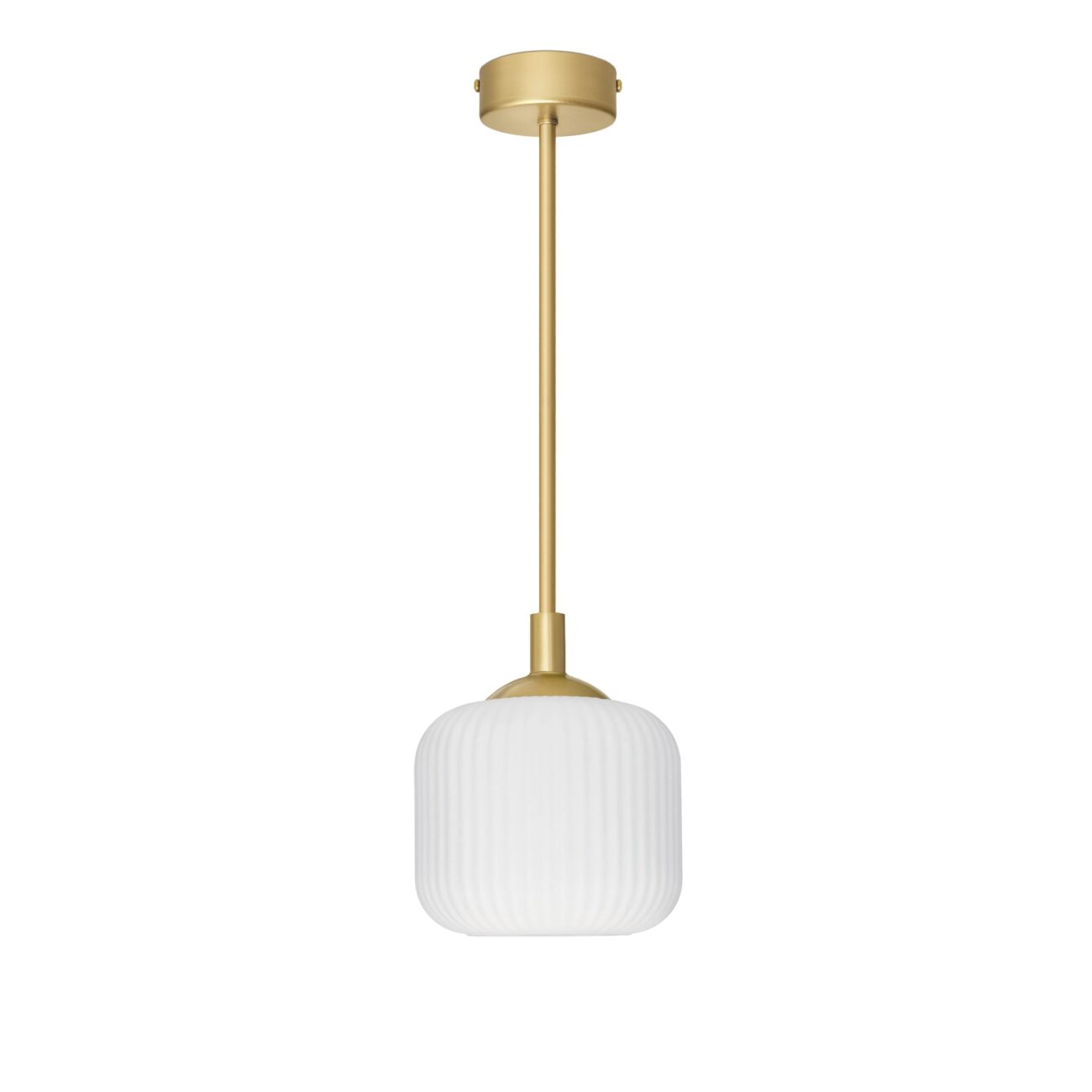 Złota delikatna lampa mosiężna wisząca z białym kloszem ER-S1U-15